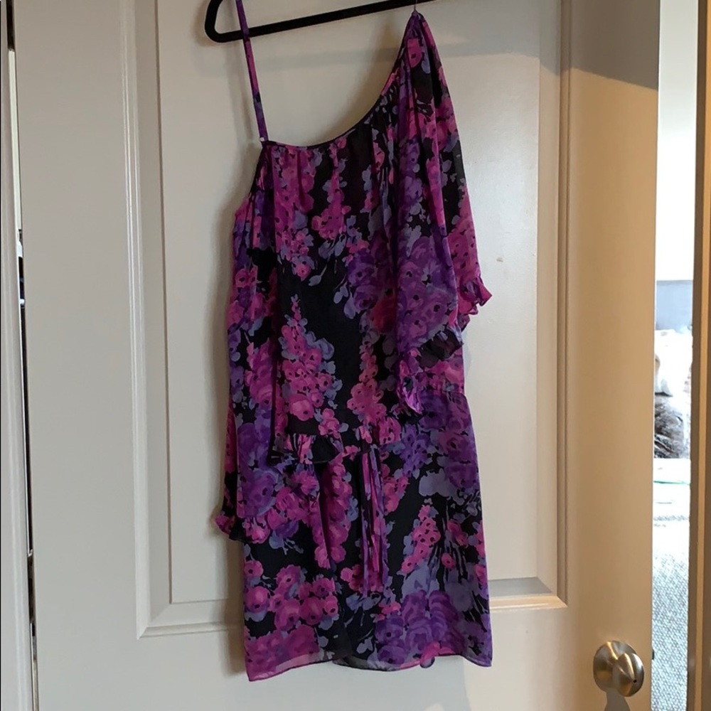 Rebecca Taylor one shoulder floral ruffle dress 2